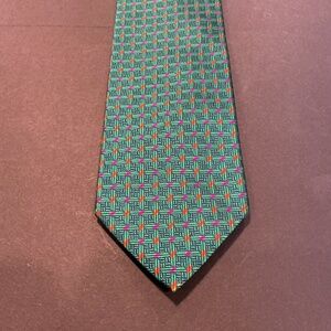 Emidio Tucci Green Geometric 100% Silk Tie Made in Spain